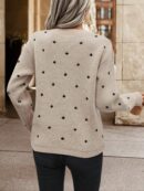 Sweater Puntilla Lunares, Manga Larga y Hombros Caídos