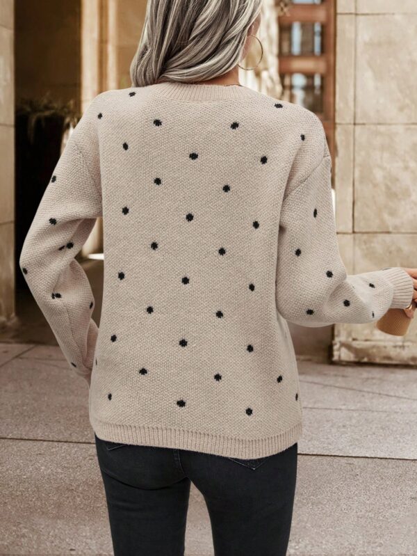 Sweater Puntilla Lunares, Manga Larga y Hombros Caídos - Image 2