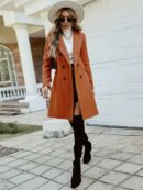 Abrigo Elegante con Cuello Solapa y Doble Botonadura