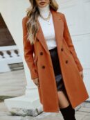 Abrigo Elegante con Cuello Solapa y Doble Botonadura