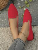 Mocasines Casuales de Puntera Puntiaguda con Hilos Dorados