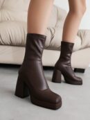 Zapatos de Tacón Chunky con Plataforma Impermeable y Correa al Tobillo