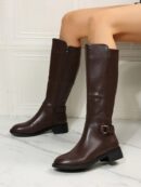 Botas de Montar Marrones con Correa de Hebilla para Invierno