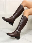 Botas de Montar Marrones con Correa de Hebilla para Invierno