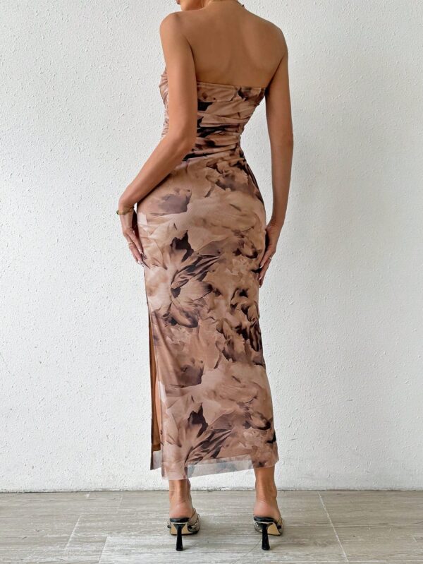 Vestido Strapless Tie Dye con Abertura Lateral y Ruched - Image 14