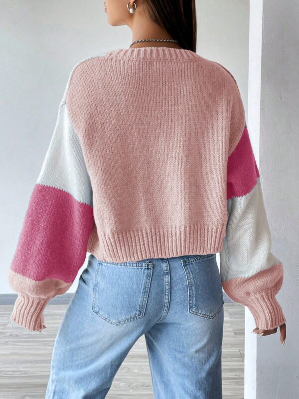 Cardigan Largo con Hombros Caídos y Diseño Colorblock - Image 37