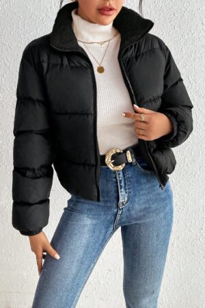 Campera Térmica Corta con Cierre y Cuello Alto