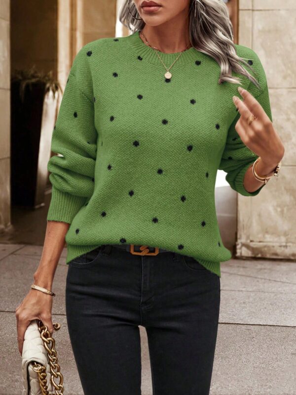 Sweater Puntilla Lunares, Manga Larga y Hombros Caídos - Image 36