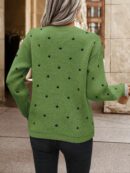 Sweater Puntilla Lunares, Manga Larga y Hombros Caídos