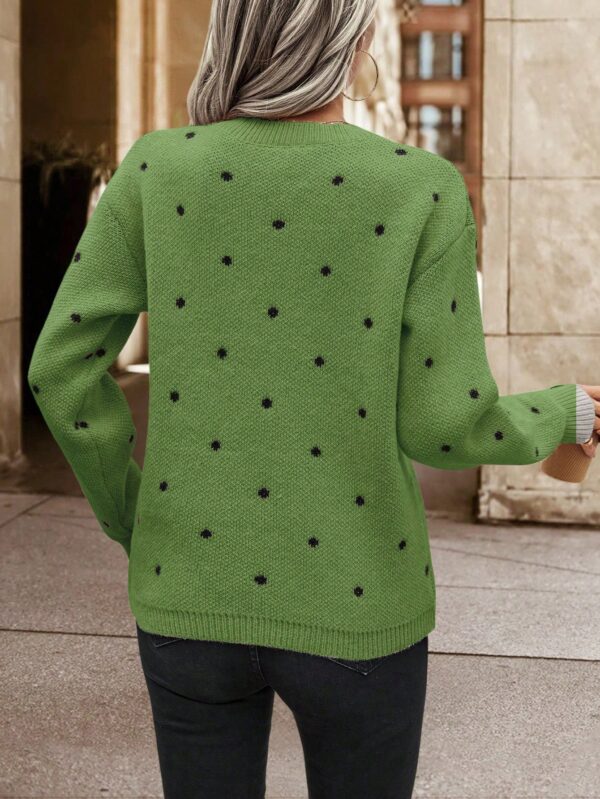 Sweater Puntilla Lunares, Manga Larga y Hombros Caídos - Image 37