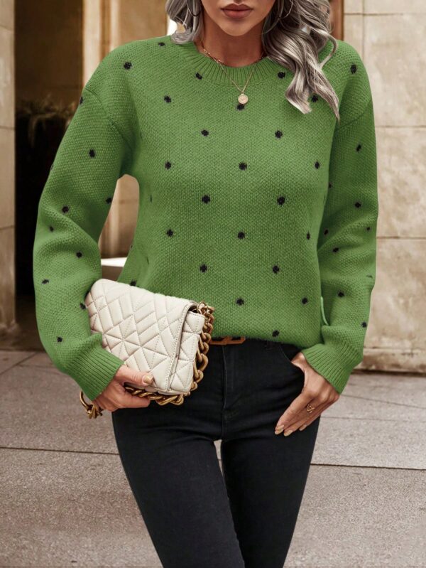 Sweater Puntilla Lunares, Manga Larga y Hombros Caídos - Image 38