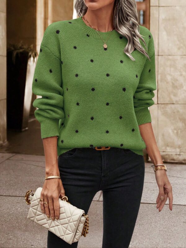 Sweater Puntilla Lunares, Manga Larga y Hombros Caídos - Image 41