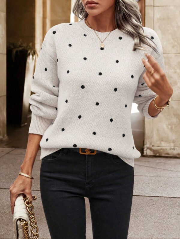 Sweater Puntilla Lunares, Manga Larga y Hombros Caídos - Image 13