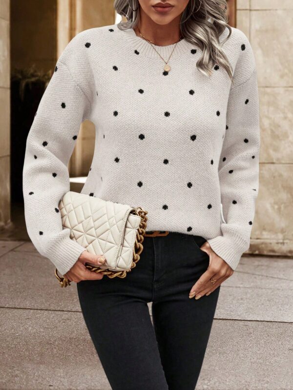 Sweater Puntilla Lunares, Manga Larga y Hombros Caídos - Image 16