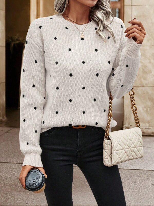 Sweater Puntilla Lunares, Manga Larga y Hombros Caídos - Image 17