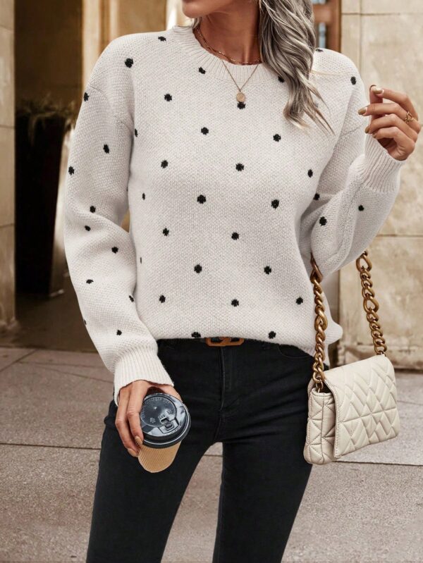 Sweater Puntilla Lunares, Manga Larga y Hombros Caídos - Image 18