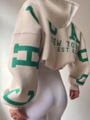 Buzo con Capucha Estampado de Letras, Manga Larga