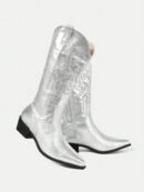 Botas de Tacón Medio con Bordados Estilo Western y Acabado Brillante