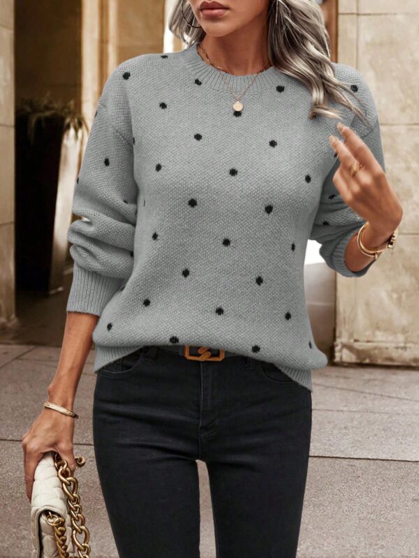 Sweater Puntilla Lunares, Manga Larga y Hombros Caídos - Image 19