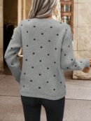 Sweater Puntilla Lunares, Manga Larga y Hombros Caídos