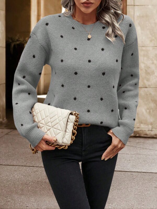 Sweater Puntilla Lunares, Manga Larga y Hombros Caídos - Image 21