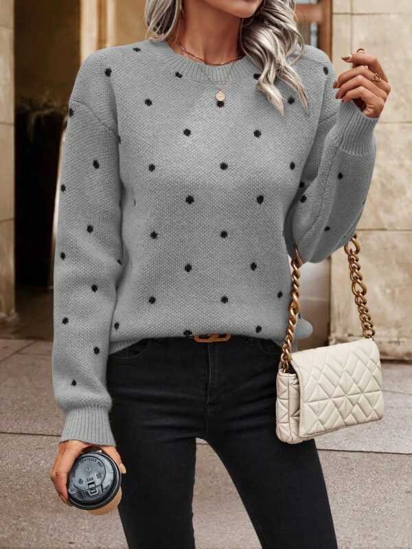 Sweater Puntilla Lunares, Manga Larga y Hombros Caídos - Image 22