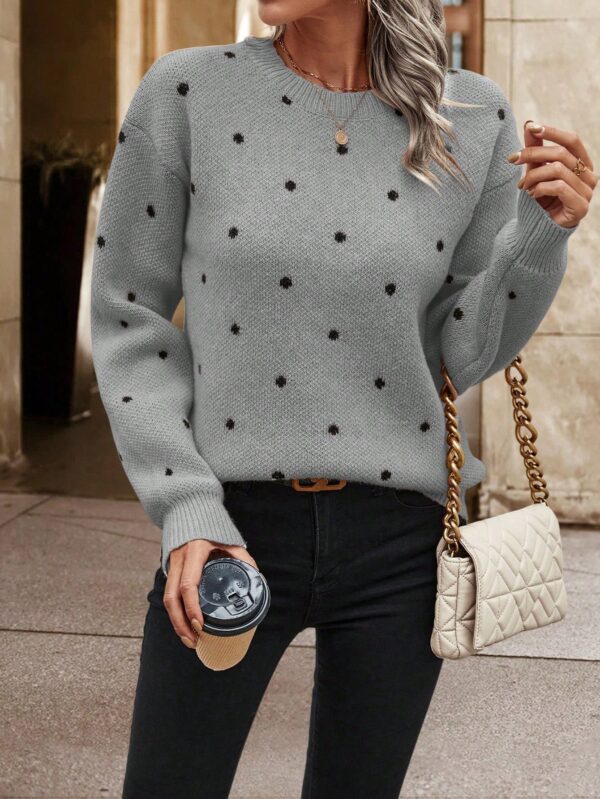 Sweater Puntilla Lunares, Manga Larga y Hombros Caídos - Image 24