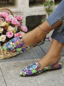 Zapatos Planos Estampados con Punta Afilada y Diseño Deslizable