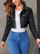 Chaqueta Corta de Color Sólido para Primavera/Verano
