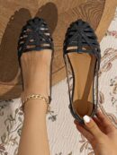Zapatos Planos de Mujer con Detalles Tejidos y Talón Abierto