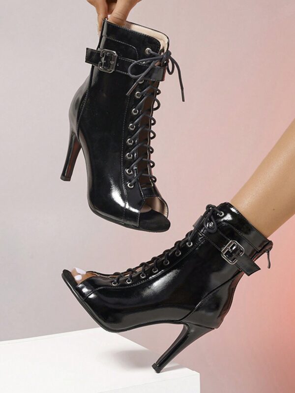 Botas de Baile con Tacón Alto, Peep Toe y Detalles Calados - Image 4