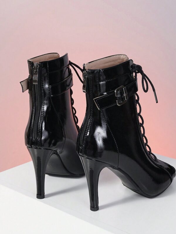 Botas de Baile con Tacón Alto, Peep Toe y Detalles Calados - Image 5