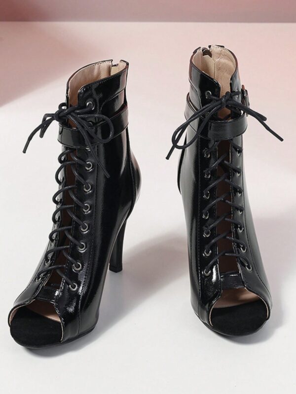 Botas de Baile con Tacón Alto, Peep Toe y Detalles Calados - Image 6