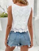 Blusa Elegante sin Mangas con Detalles de Encaje