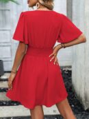 Vestido Casual Cuello en V con Mangas Mariposa