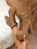 Botas Cortas de Mujer con Hebilla Unica Estilo Britanico