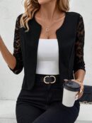 Blazer Mujer con Encaje en Mangas y Abertura frontal