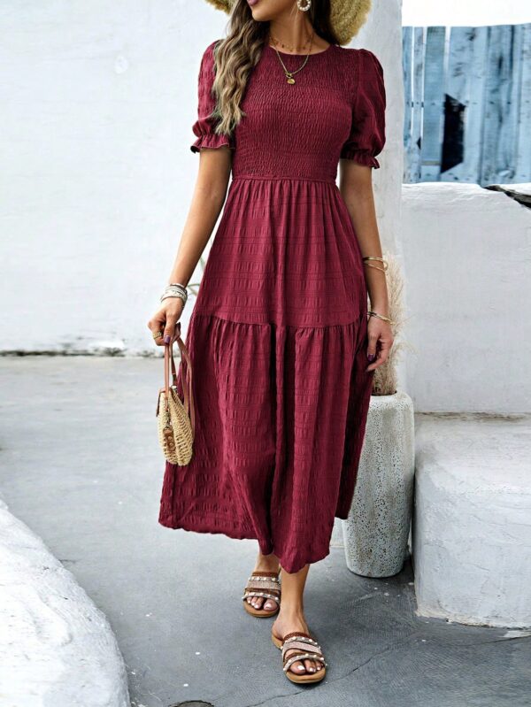 Vestido Maxi Clásico Negro con Mangas Puff y Ruedo de Volantes - Image 28