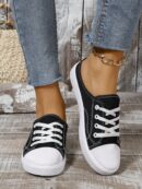 Zapatillas Deportivas de Lona en Negro, Talla Grande