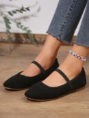 Zapatos Negros de Punta Cuadrada y Banda Elástica