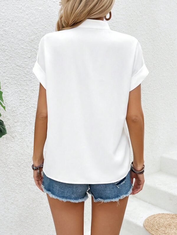 Blusa Batwing Manga Corta en Color Sólido - Image 2