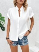 Blusa Batwing Manga Corta en Color Sólido