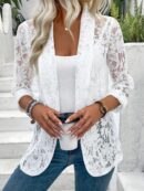 Chaqueta de Encaje con Cuello Chal y Dobladillo Curvo