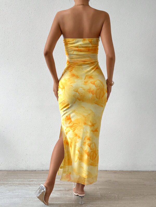 Vestido Strapless Tie Dye con Abertura Lateral y Ruched - Image 8