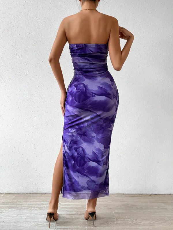 Vestido Strapless Tie Dye con Abertura Lateral y Ruched - Image 93