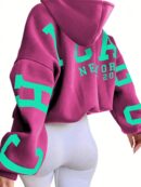 Buzo con Capucha Estampado de Letras, Manga Larga
