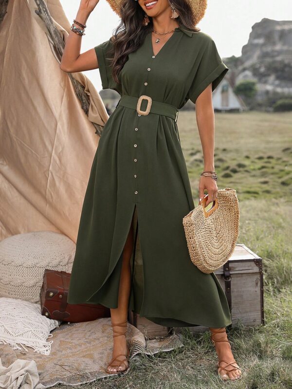 Vestido Maxi con Botones y Mangas Murciélago - Image 18