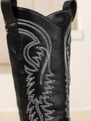 Botas Negras de Estilo Vaquero con Bordado y Tacón Robusto