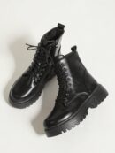 Botas de Cordones con Detalle de Mármol Negro
