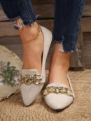 Mocasines Casuales de Puntera Puntiaguda con Hilos Dorados